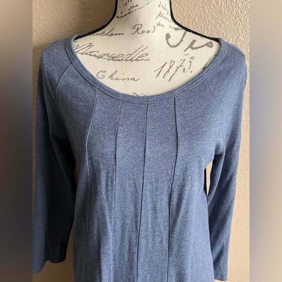 J.JILL Women’s Blue Stretch Knit Midi Min Dress 3/4 Sleeves Size Medium Tall - Picture 3 of 9